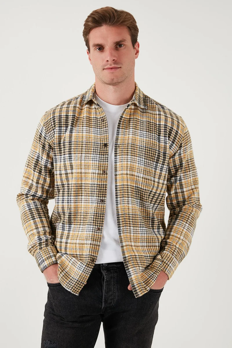 بوراتي Plaid Patterned Cotton Regular Fit Winter Shirt Men's Shirt 5896601