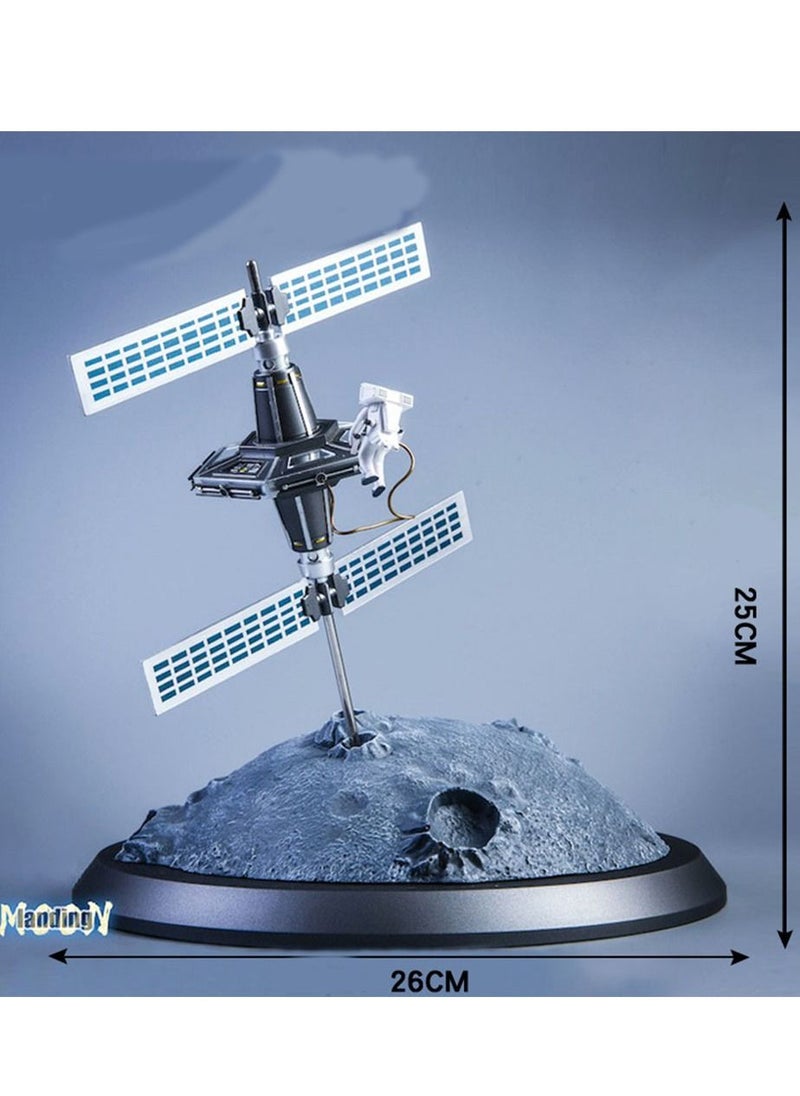Furtey - Big Satellite Astronaut Spacewalk On Moon Craftsman Handmade Model Art Craftwork Toy For Kids  Livingroom Bedroom Desk Office Decor Gift - Image 1