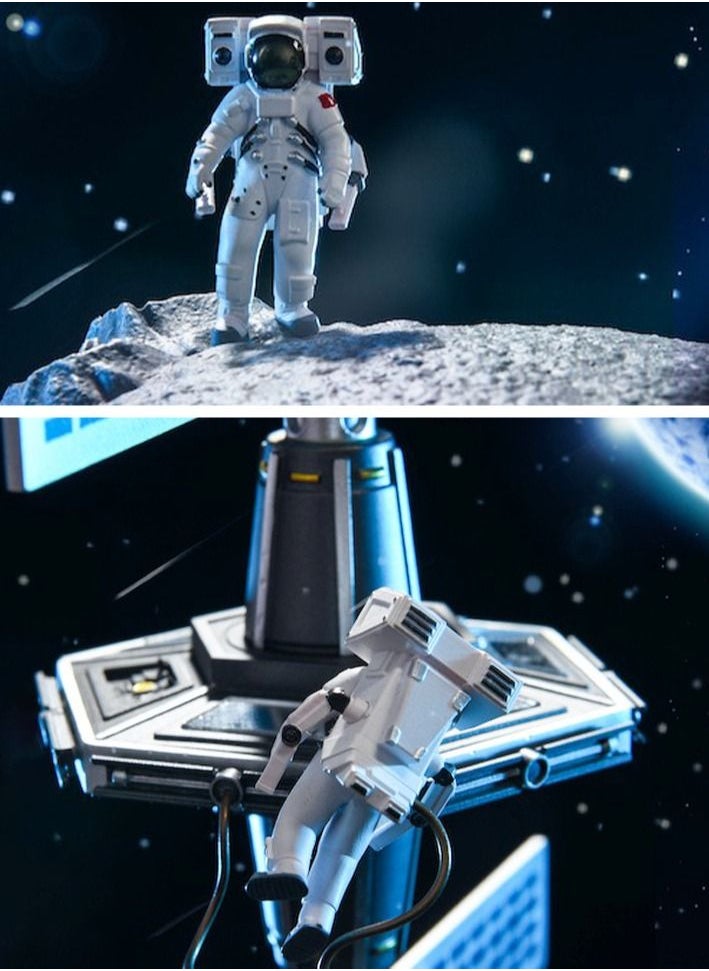 Furtey - Big Satellite Astronaut Spacewalk On Moon Craftsman Handmade Model Art Craftwork Toy For Kids  Livingroom Bedroom Desk Office Decor Gift - Image 1