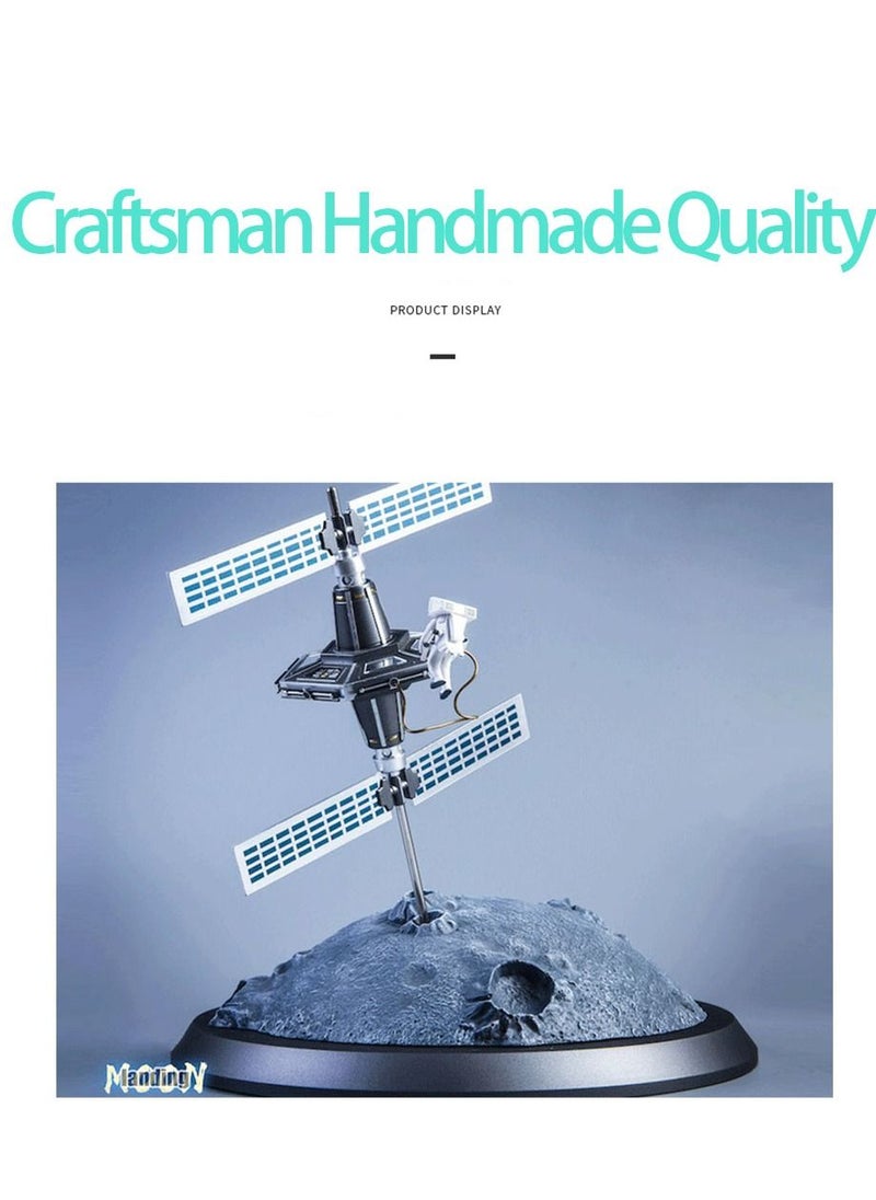 Furtey - Big Satellite Astronaut Spacewalk On Moon Craftsman Handmade Model Art Craftwork Toy For Kids  Livingroom Bedroom Desk Office Decor Gift - Image 1