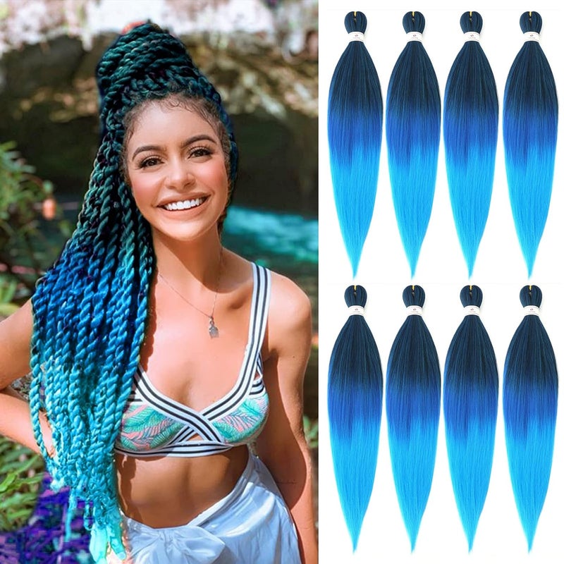 Prestretched Braids Hair 26 Inch 8 Packs Professional Itch Free Hot Water Setting Synthetic Fiber Ombre Yaki Texture Braid Hair Extensions 1B