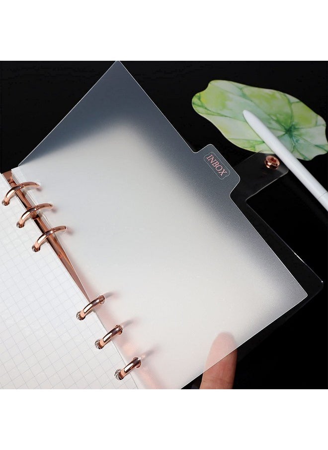 6Tab A6 Transparent Binder Tabs Divider Index With Tabs Stickers 6 Rings Clear Pvc Index Tab Divider Page Sheets For 6 Holes Binder Planner Journal Notebook (Divider Set)