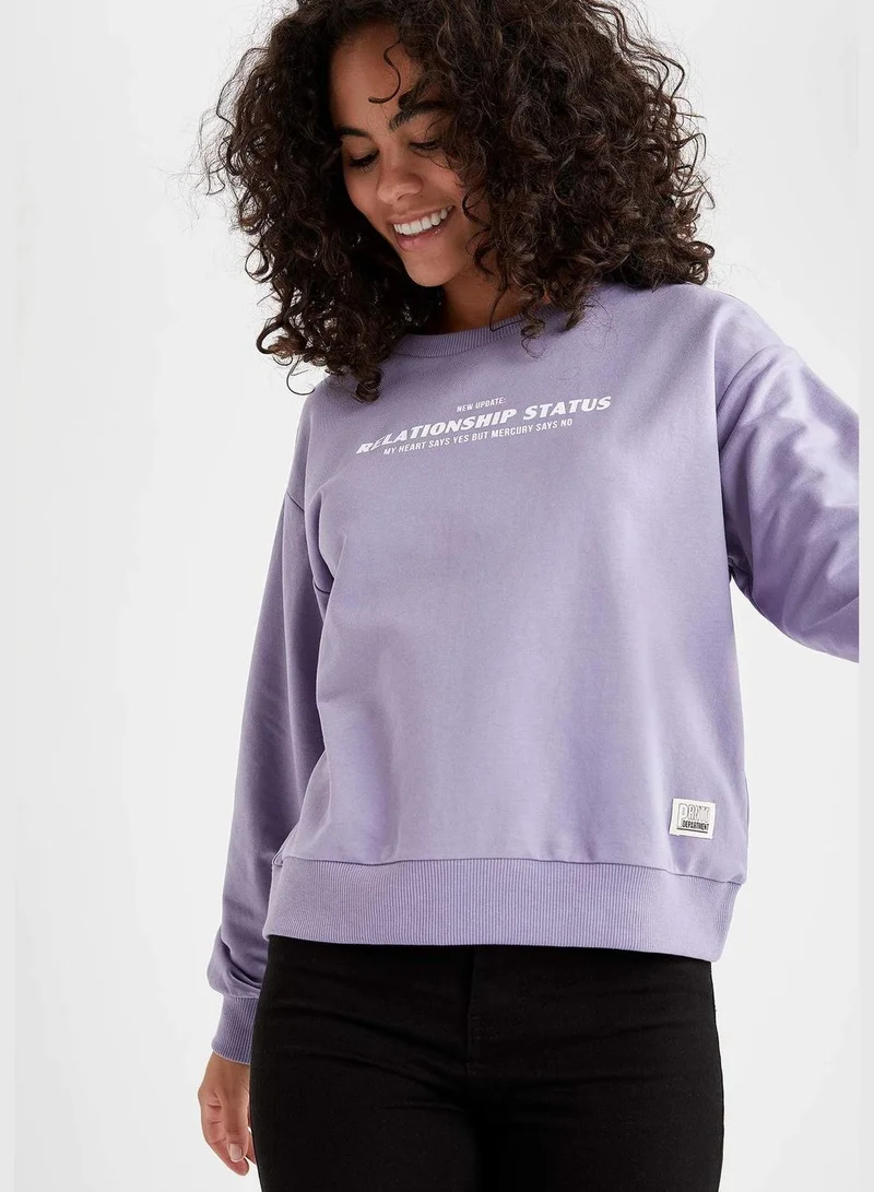 ديفاكتو Woman Knitted Regular Fit Crew Neck Sweat Shirt
