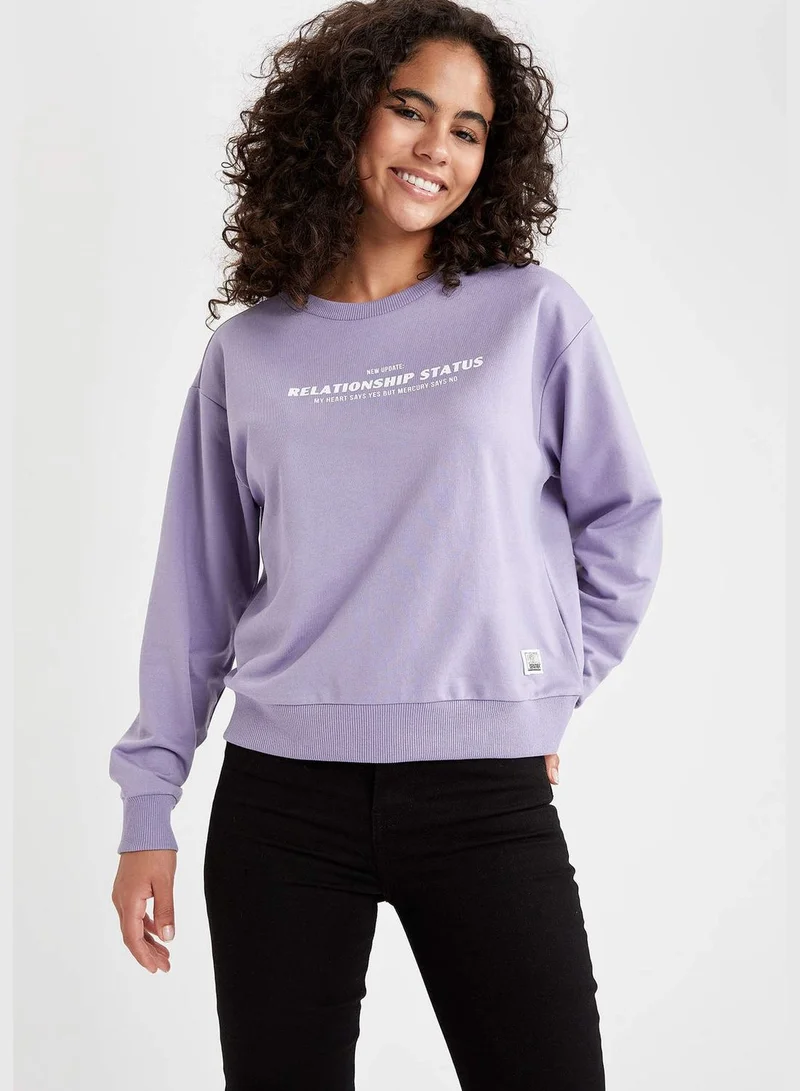 ديفاكتو Woman Knitted Regular Fit Crew Neck Sweat Shirt