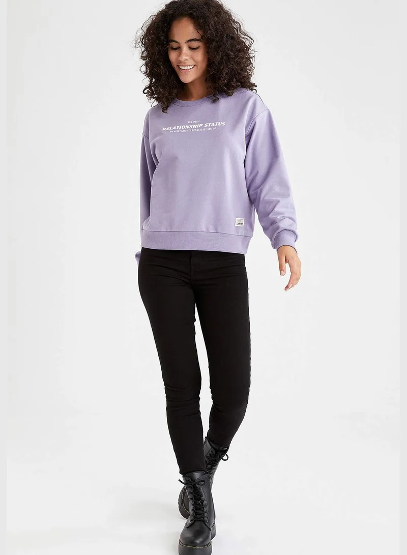 ديفاكتو Woman Knitted Regular Fit Crew Neck Sweat Shirt