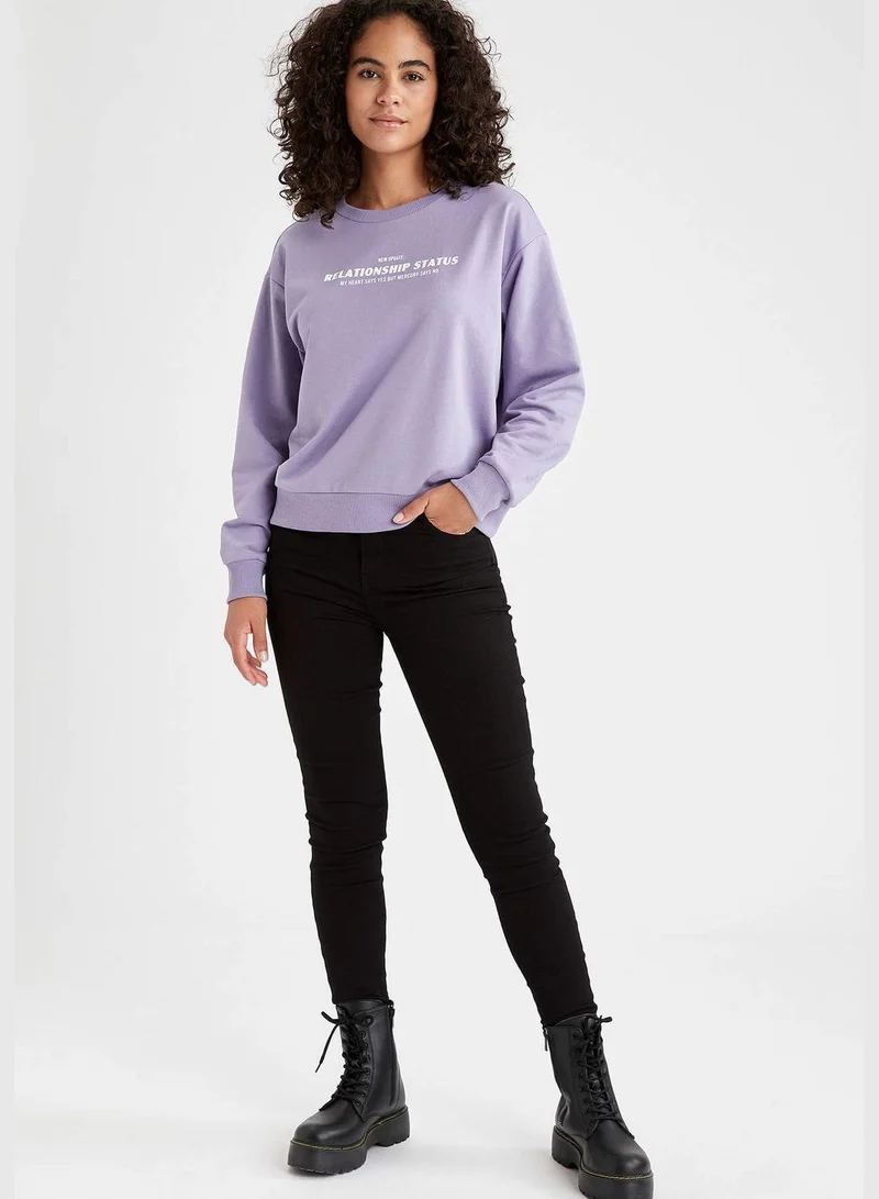 ديفاكتو Woman Knitted Regular Fit Crew Neck Sweat Shirt