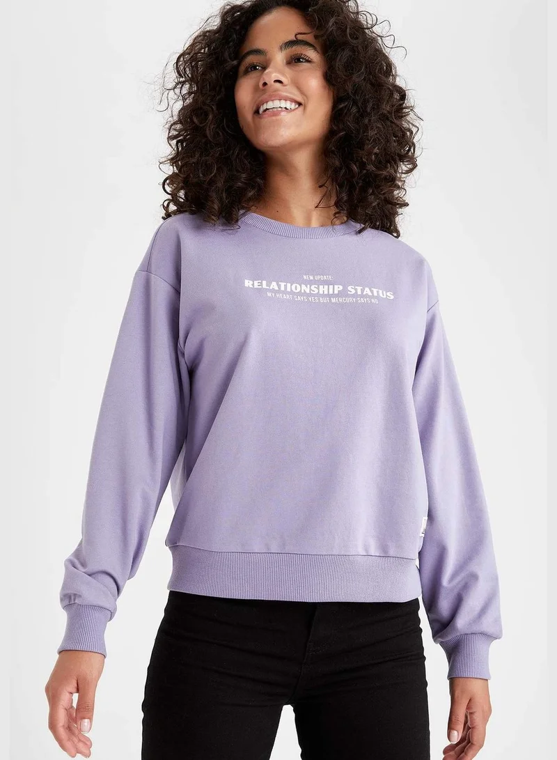 ديفاكتو Woman Knitted Regular Fit Crew Neck Sweat Shirt