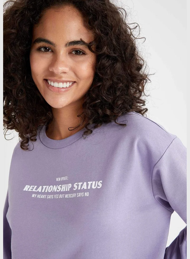 ديفاكتو Woman Knitted Regular Fit Crew Neck Sweat Shirt