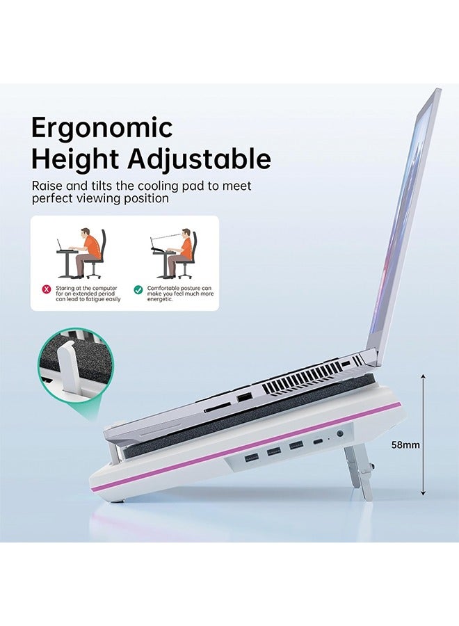 llano Laptop Cooling Pad, Black, Powerful Turbofan, RGB, Touch Control, LCD Screen, Seal Foam, 15-19in - Image 5