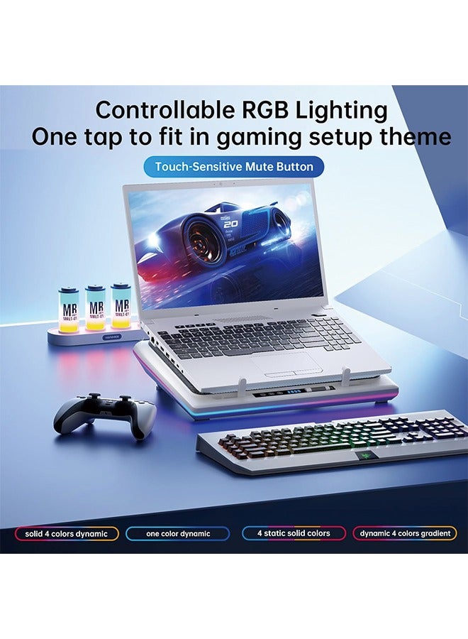 llano Laptop Cooling Pad, Black, Powerful Turbofan, RGB, Touch Control, LCD Screen, Seal Foam, 15-19in - Image 4