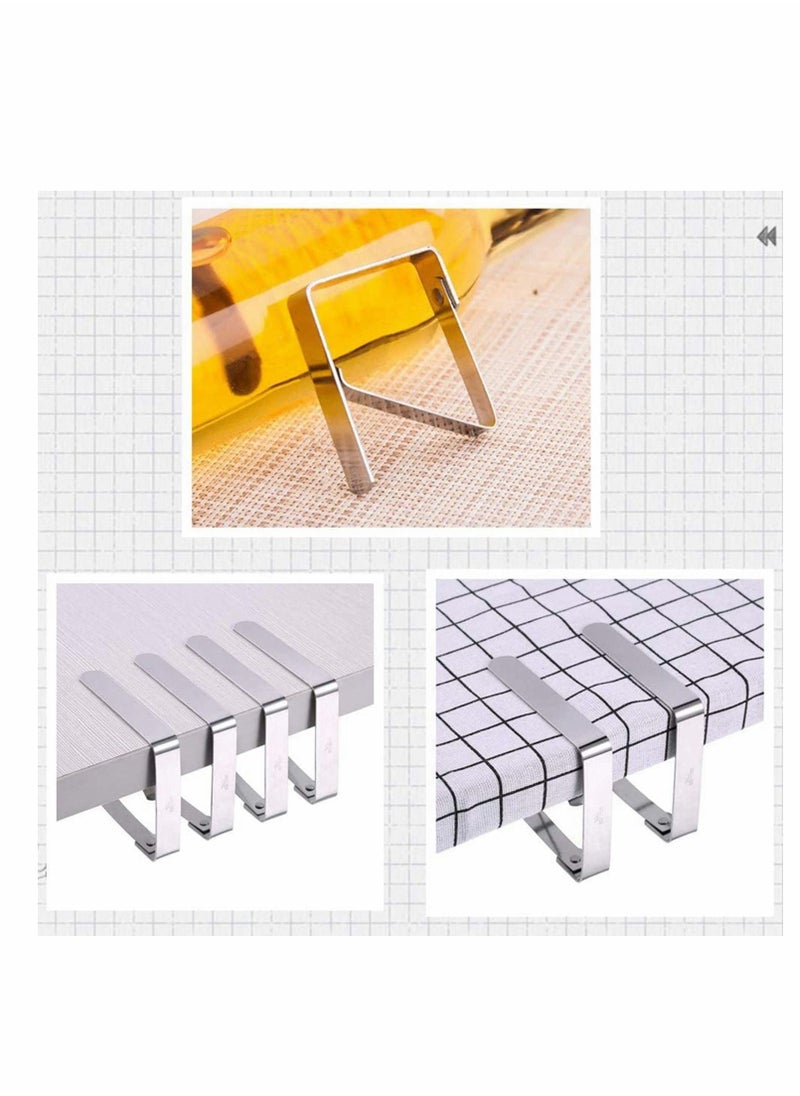 KASTWAVE - Outdoor Tablecloth Clips, 12 Pcs Large Table Cover Clamps for 2 Inch Thick Tables, Flexible Stainless Steel Picnic Table Cloth Clips Holders for Home Party & Picnic(Silver) - Image 1