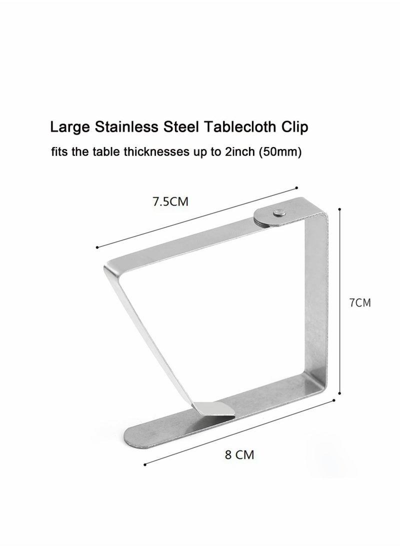KASTWAVE - Outdoor Tablecloth Clips, 12 Pcs Large Table Cover Clamps for 2 Inch Thick Tables, Flexible Stainless Steel Picnic Table Cloth Clips Holders for Home Party & Picnic(Silver) - Image 1