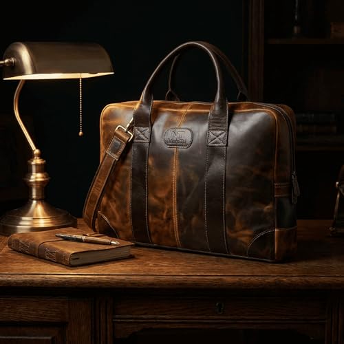 MaheTri Jefferson Classic Leather Messenger Bag, Vintage Laptop Bag Briefcase Satchel | Premium Buffalo Leather Retro Style | Limited Edition | Perfect for Office & Travel (Brown, 16 Inch) - Image 5