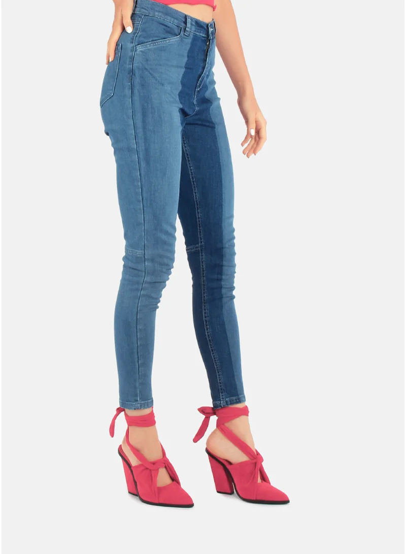 London Rag  London Rag Dark Blue Block Two Skinny Jeans Pants for Women | Best Price UAE