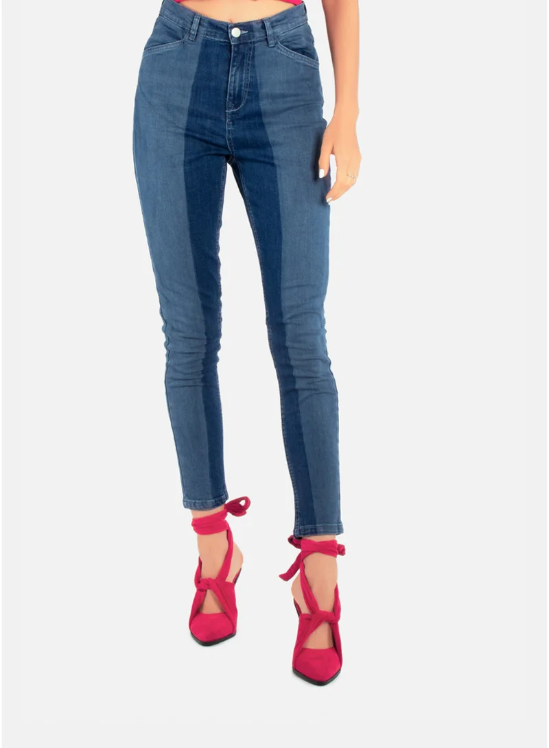 London Rag  London Rag Dark Blue Block Two Skinny Jeans Pants for Women | Best Price UAE