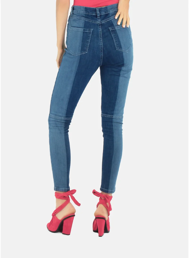 London Rag  London Rag Dark Blue Block Two Skinny Jeans Pants for Women | Best Price UAE