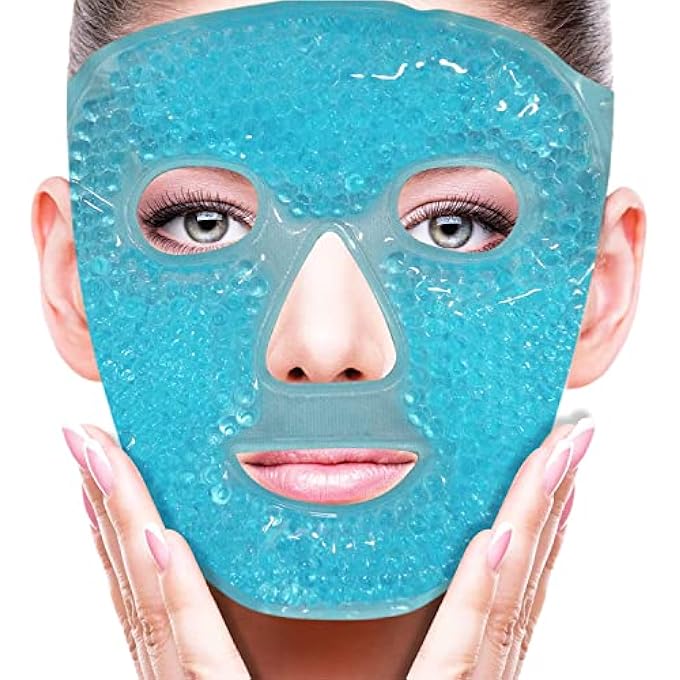 THMINS Cold Face Eye Mask Ice Pack Reduce Face Puff,Dark Circles,Gel Beads Hot Heat Cold Compress Pack,Face SPA for Woman Sleeping, Pressure, Headaches, Skin Care (coolingfacemask) - Image 2