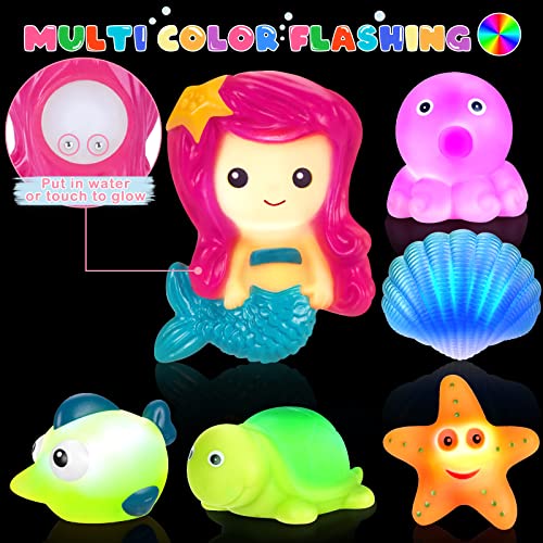 TSDATOWR Light Up Bath Toys for Toddlers Kids Girls Baby No Hole Glow Bath Toys with Bath Book Organizer Led Light Bath Time Water Toys for Bath Tubs Bathrooms Pool Gift for Toddlers Girls Infants - Image 5
