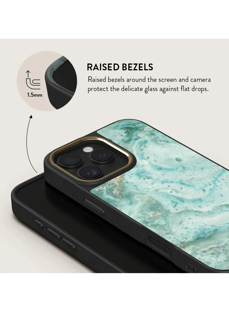 بورجا هاتف iPhone 16 Pro المميز: Uluwatu Waves - حافظة حماية مكونة من طبقتين باللون الأزرق المخضر - دفاع أنيق مزدوج الطبقة لتحقيق أقصى قدر من الأمان