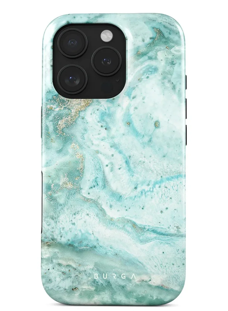 بورجا هاتف iPhone 16 Pro المميز: Uluwatu Waves - حافظة حماية مكونة من طبقتين باللون الأزرق المخضر - دفاع أنيق مزدوج الطبقة لتحقيق أقصى قدر من الأمان