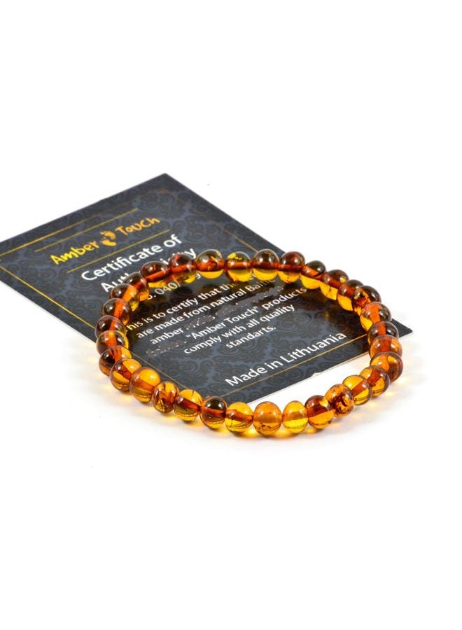Amber-Touch Baltic Bracelet for Adults Made on Elastic Band – Carpal Tunnel, Arthritis, Headache, Migraine Pain Relief, 7 inch, - Image 2