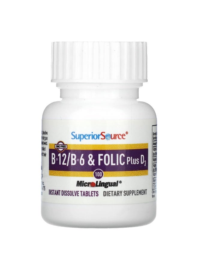 Superior Source, B-12, B-6 & Folic Acid, Plus D3, 100 MicroLingual Instant Dissolve Tablets - Image 3