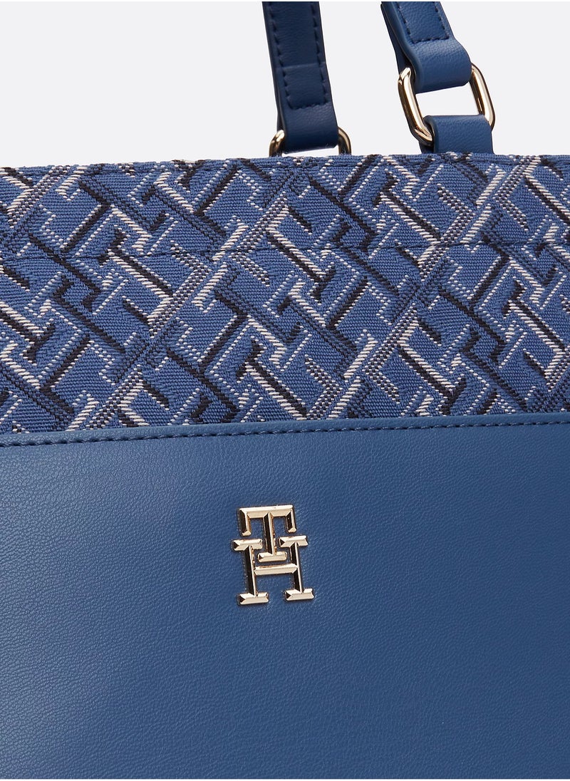 Tommy Hilfiger Plus Tommy Hilfiger Plus TH Monogram Jacquard Canvas Tote  - Image 4