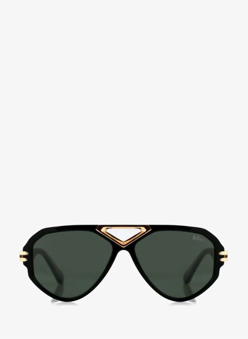 لي كوبر Polarized Sunglasses Black Frame Dark Green Mirror Lens 57mm  - LCU10242C2