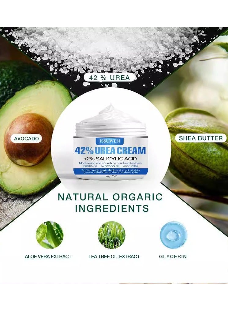 ISSUWEN 2-PACK Urea Cream 42%, Anti-Crack Moisturizing Cream for Hands and Feet 100g*2 - Image 2