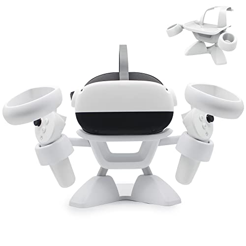 Dollox VR Stand VR Headset Stand VR Display Holder Storage Virtual Reality Headset Desktop Display Stand for Oculus Quest 2 Quest 33s Rift Rift S Valve Index Headsets Touch Controllers - Image 1