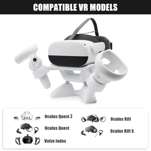 Dollox VR Stand VR Headset Stand VR Display Holder Storage Virtual Reality Headset Desktop Display Stand for Oculus Quest 2 Quest 33s Rift Rift S Valve Index Headsets Touch Controllers - Image 3