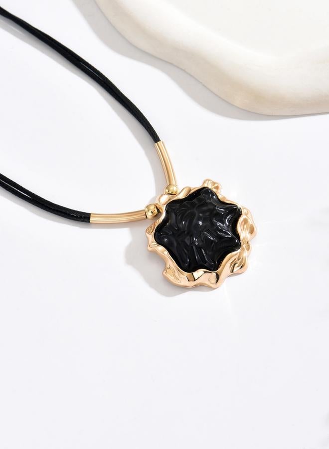 Take Two Gold-Trimmed Black Pendant Necklace - Image 4