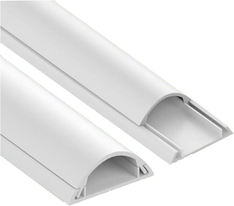 Royal Apex 1 Meter White Floor PVC Trunking With Self Adhesive Red Sticker Wall Cord Cover Cable Concealer On-Wall Wire Cover Paintable Cable Management - Pack of 2 (10x35MM, White) - Image 1