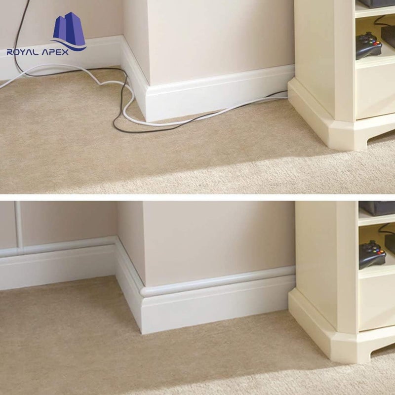 Royal Apex 1 Meter White Floor PVC Trunking With Self Adhesive Red Sticker Wall Cord Cover Cable Concealer On-Wall Wire Cover Paintable Cable Management - Pack of 2 (10x35MM, White) - Image 3