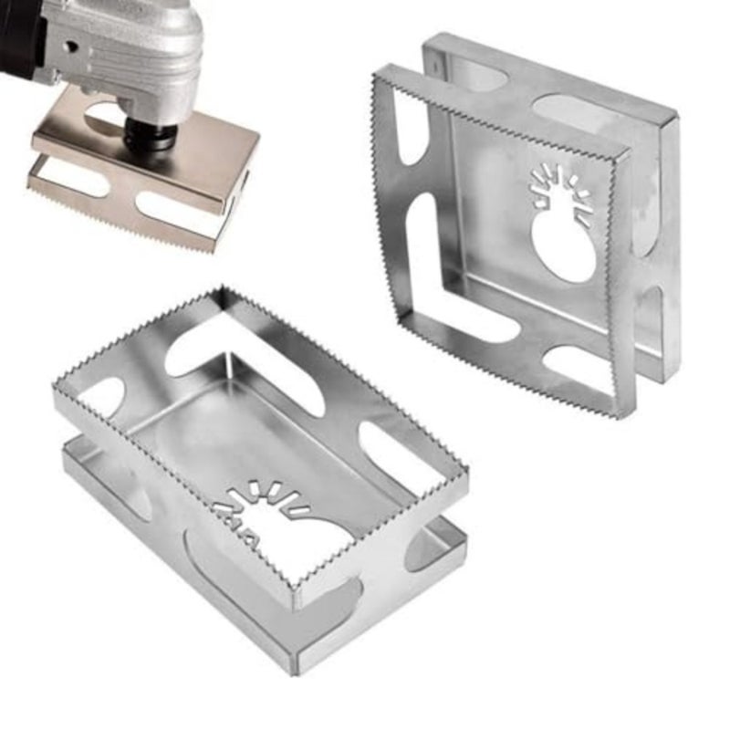 Square Slot Cutter, Stainless Steel Outlet Cutter Cut Outs for Oscillating Power Multi-Tools to Cut in Single Gang Wall Boxes, for Drywall, Wood, Plastic Metal, Efficient Carving Tool, Rectangle + Square - Image 3