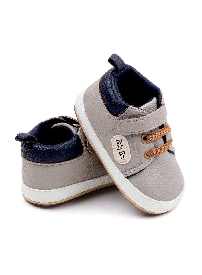 DecoLoral DECOR ME Grey Leather Toddler shoes for Boys (US Size 5)  - Image 1