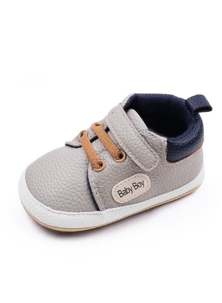 DecoLoral DECOR ME Grey Leather Toddler shoes for Boys (US Size 5)  - Image 5