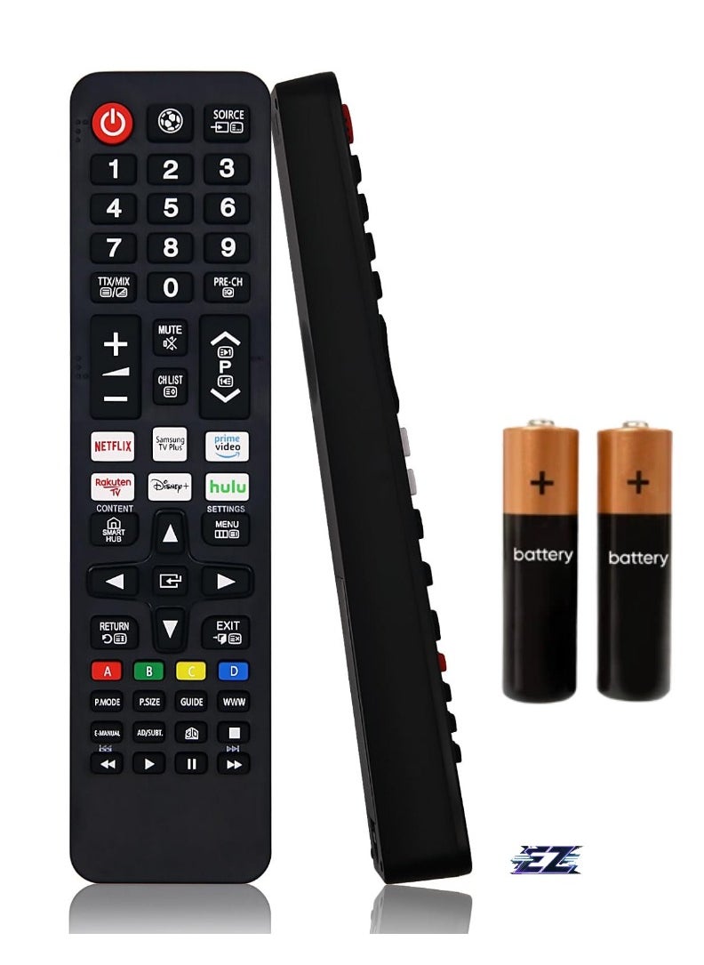 New Replacement Samsung Remote Control with Six Quick Access Buttons for LCD, LED, UHD, QLED TVs – Guaranteed to Work, Three-Year Warranty with Battery