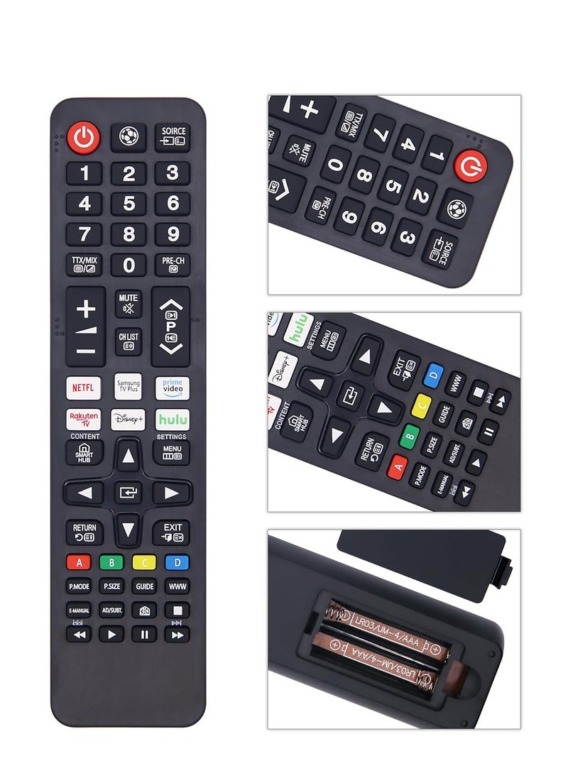 New Replacement Samsung Remote Control with Six Quick Access Buttons for LCD, LED, UHD, QLED TVs – Guaranteed to Work, Three-Year Warranty with Battery
