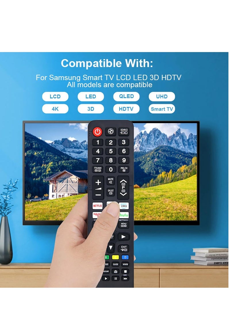 New Replacement Samsung Remote Control with Six Quick Access Buttons for LCD, LED, UHD, QLED TVs – Guaranteed to Work, Three-Year Warranty with Battery