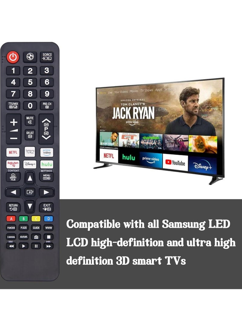 New Replacement Samsung Remote Control with Six Quick Access Buttons for LCD, LED, UHD, QLED TVs – Guaranteed to Work, Three-Year Warranty with Battery