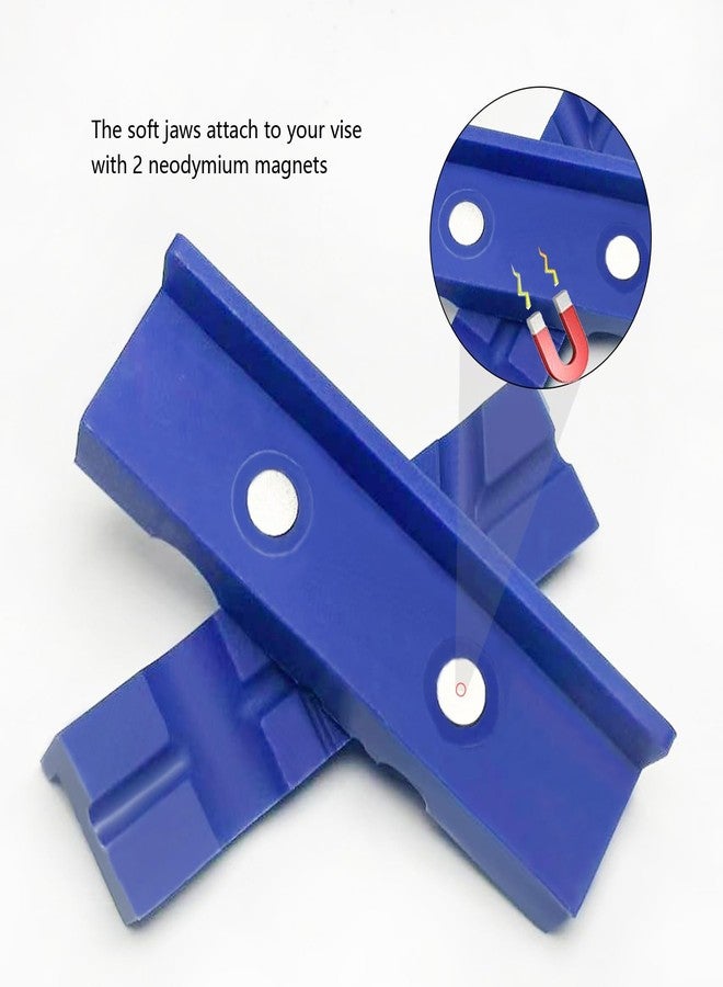 MYTEC Vise Jaws Pads, Strongly Magnetic Universal Vise Soft Jaws, Sturdy TPU material, Professional Grade Multi-Purpose Vise Jaw Protective Inserts for Any Metal Bench Vice (Blue, 4.5" 1 pair) - Image 5