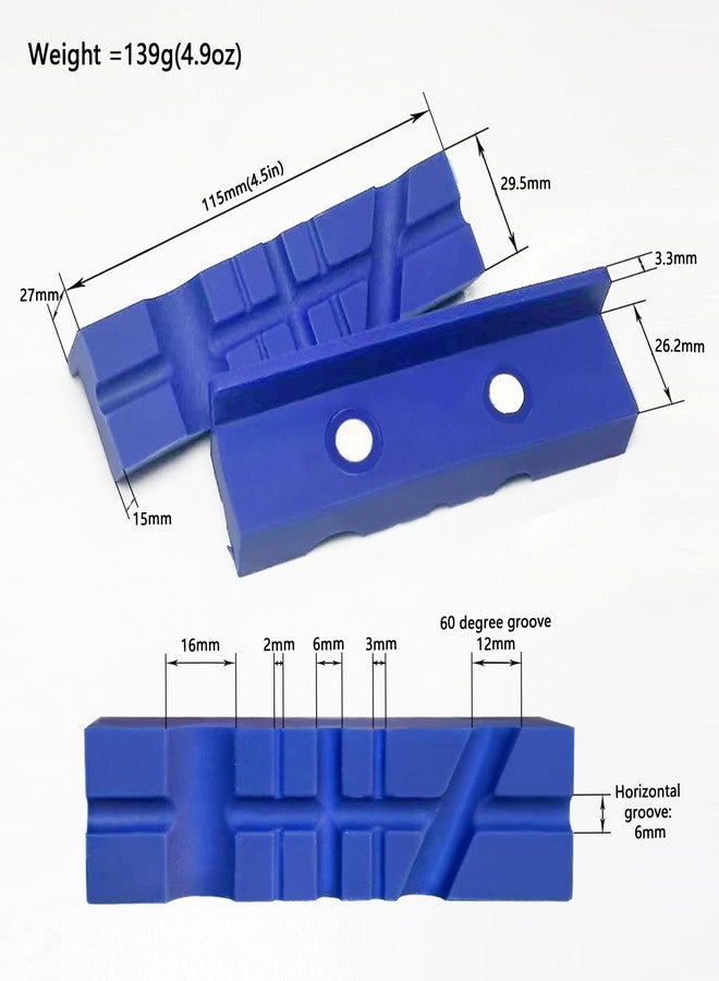 MYTEC Vise Jaws Pads, Strongly Magnetic Universal Vise Soft Jaws, Sturdy TPU material, Professional Grade Multi-Purpose Vise Jaw Protective Inserts for Any Metal Bench Vice (Blue, 4.5" 1 pair) - Image 2