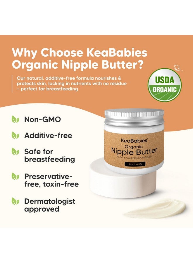 KeaBabies Organic Nipple Butter for Cracked, Sore, Relief - Nursing Nipple Cream Safe for Breastfeeding, 100% Natural Clean Breast Cream, Non Lanolin Balm, Mom Postpartum Breastfeeding Essentials,2oz (Soothing) - Image 1