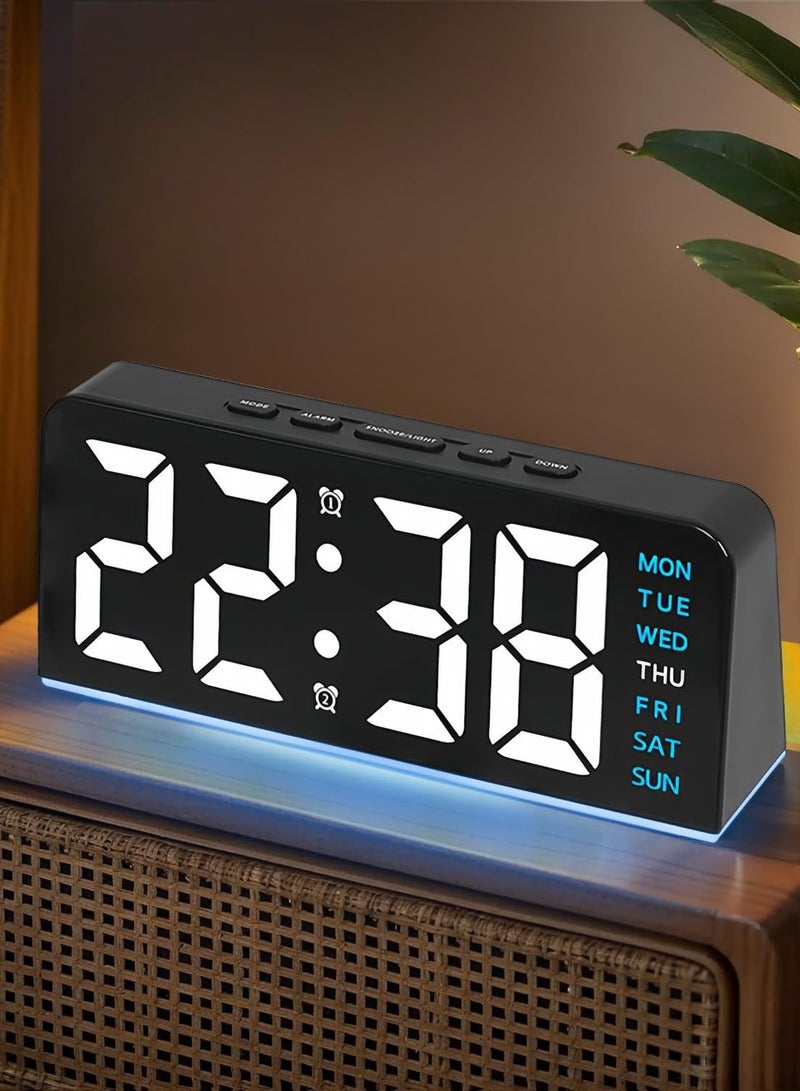Bukela 6.8'' Digital Alarm Clock, LED Digital Clock with Ambient Light, with Day/Date/Temperature/ 12/24H/ Dual Alarm/Snooze, Bedside Desk Table Clock, for Office Bedroom Kids Elderly - Image 1