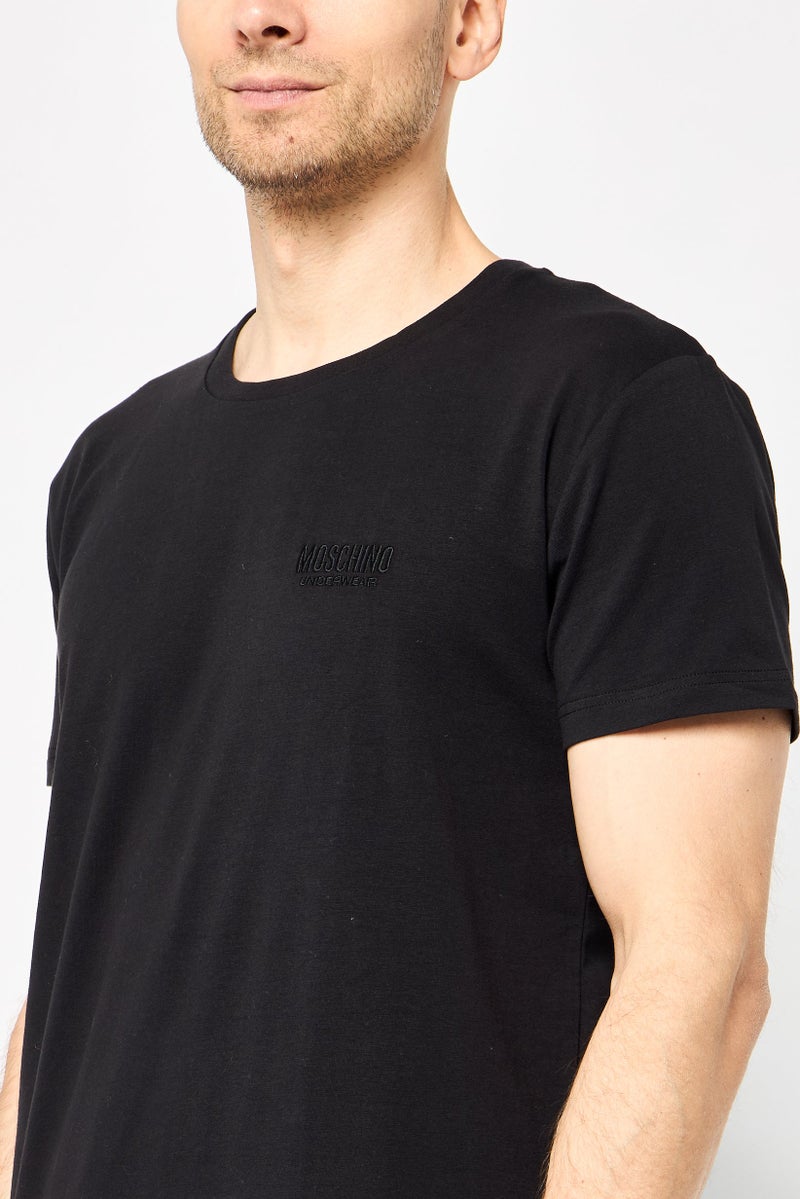 MOSCHINO Men 2 Pcs Embroidered Logo Short Sleeves Top And Plaid Pajama Set, Multicolor - Image 2