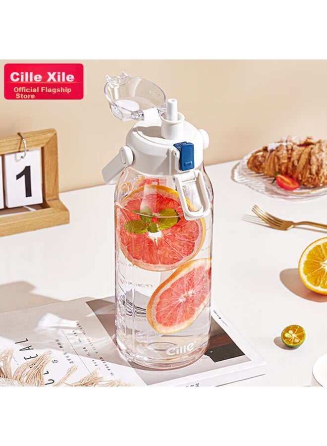 cille Xile Sports Water Bottle For Men And Women, Tritan Material Fitness Water Bottle, Large Capacity Trendy Student Plastic Cup, 2.0l Lotus Red - Image 1
