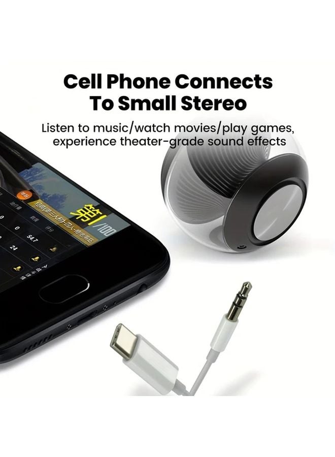 White Type C to 35mm Audio Cable with USB A Adapter 5W Power Delivery Charging Support - Image 4