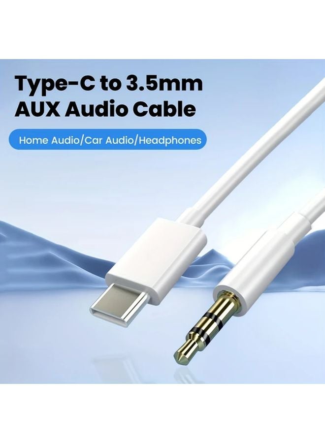 White Type C to 35mm Audio Cable with USB A Adapter 5W Power Delivery Charging Support - Image 2