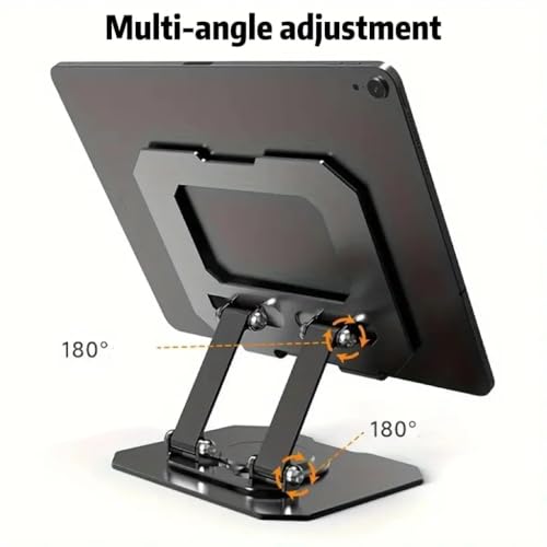 Zirak Premium Adjustable Foldable Metal Mobile & Tablet Stand for Desk, Office, Study, Kitchen & Gaming – Heavy Duty 360° Rotating Multi-Angle Mobile Compatible with All Smartphones(Black/Silver) - Image 2